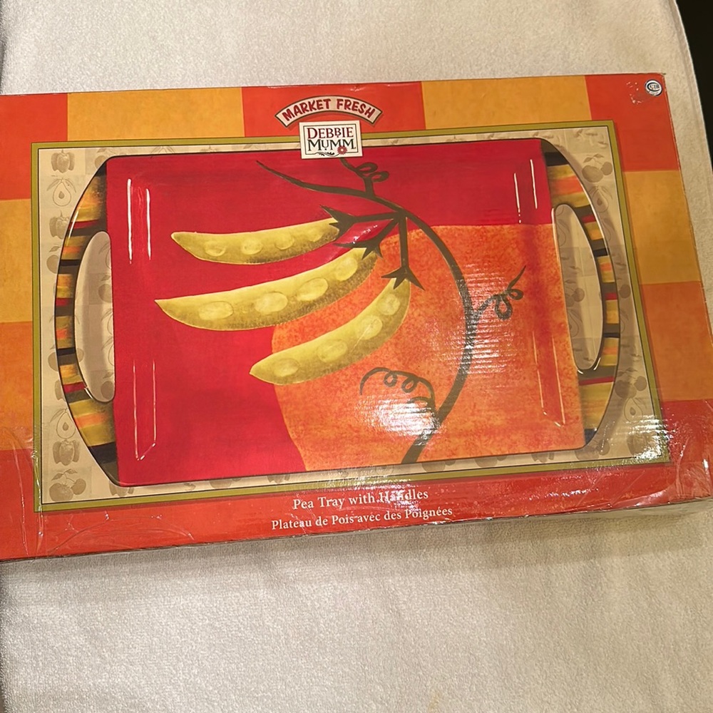 Vintage Debbie Mumm Pea Tray with handles .